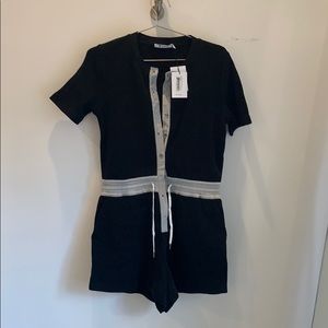 T by Alexander Wang Waffle-Knit Romper, Small NWT